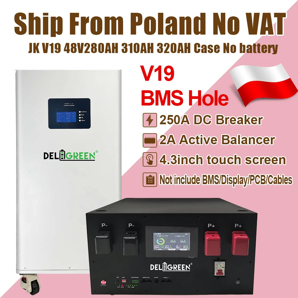 EU Lifepo4 Battery Case JK V19 BMS Box 48V 280AH 320AH 334AH 16KWH Battery Box DIY Case JK-PB2A16S20P Hole Tax Free Solar