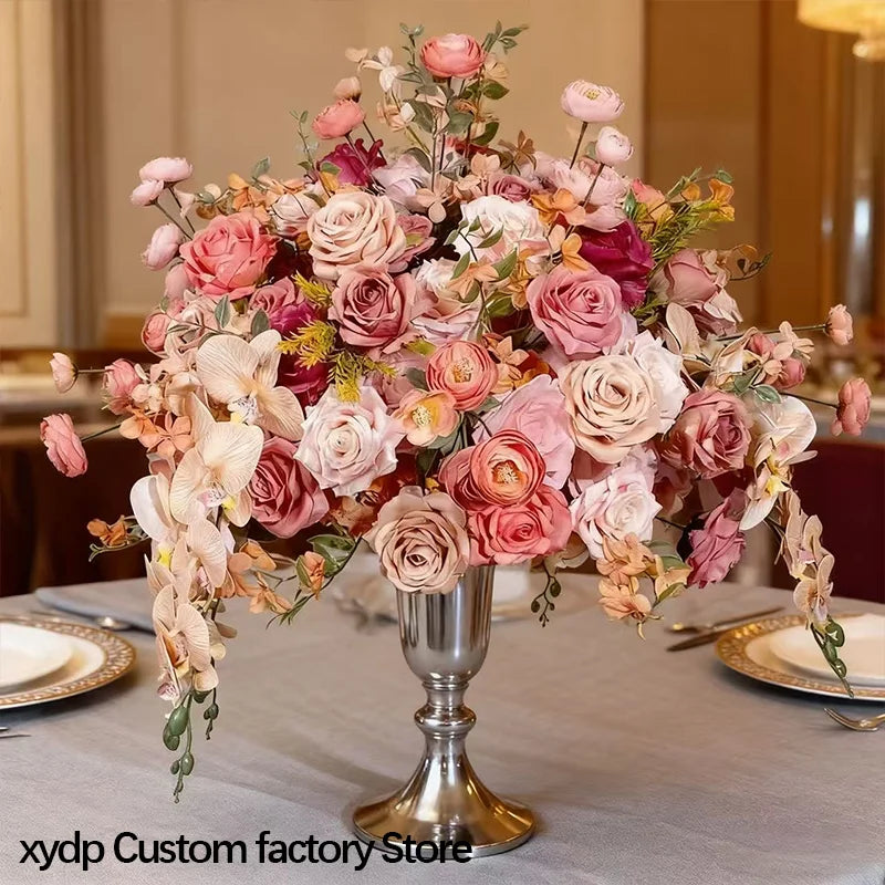 70/60/50/40cm Pink Rose & Orchid Artificial Large Flower Table Centerpiece