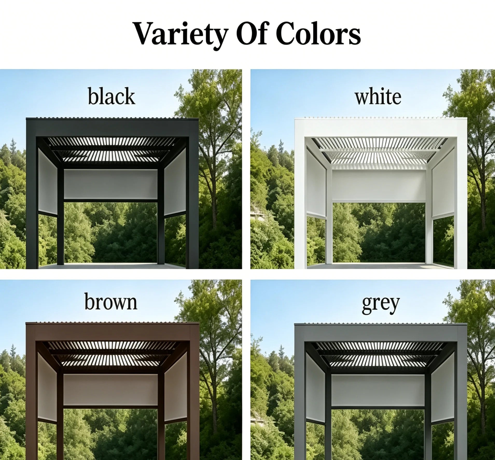Home Garden Flip Top Aluminum Pergola, Rotatable Louvered Roof Gazebo,