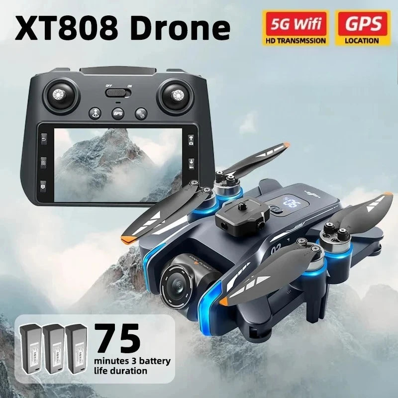 Original XT808 Pro MAX Drone 4K Professional 8K HD Dual  Light Flow Camera Brushless Motor 5G WiFi Optical GPS RC Quadcopter