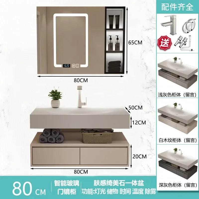 Modern Integrated Bathroom Vanity Washstand Basin, Combined Cabinet