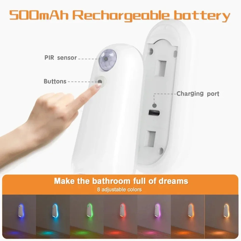RGB Toilet Night Light Smart Led Lamp with Motion Sensor for Bathroom