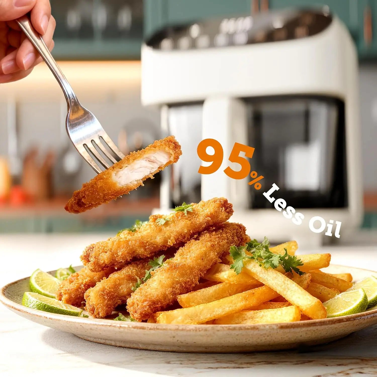 5QT Glass Air Fryer, Non Toxic AirFryer with Digital Touch Control | BPA-Free, 1500W, Portable, Dishwasher Safe Basket,