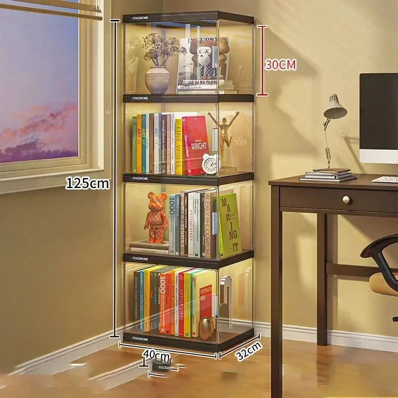 Nordic Living Room Display Cabinet Bookshelf Storage Organizer With Lights