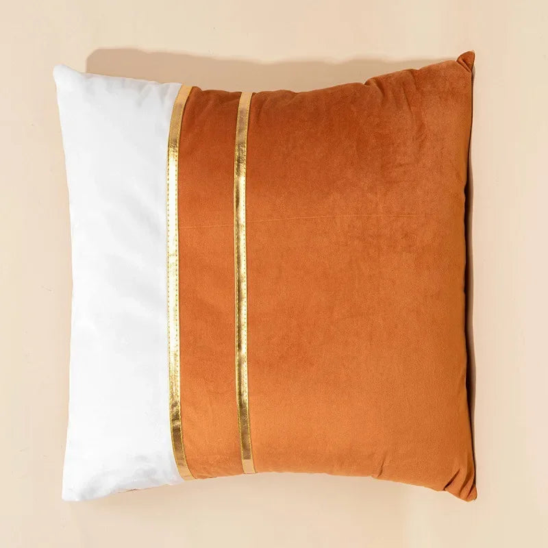 Nordic Cushion Cover, Color Stitching Dutch Velvet  Pillowcase