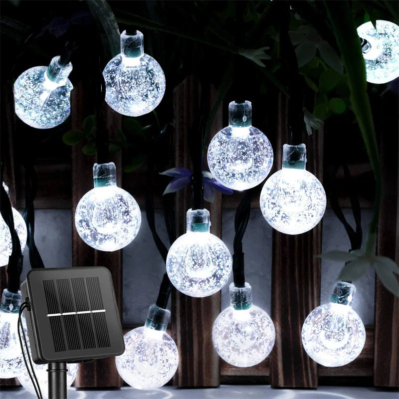 Outdoor Solar String Lights 60 LED Crystal Globe Lights