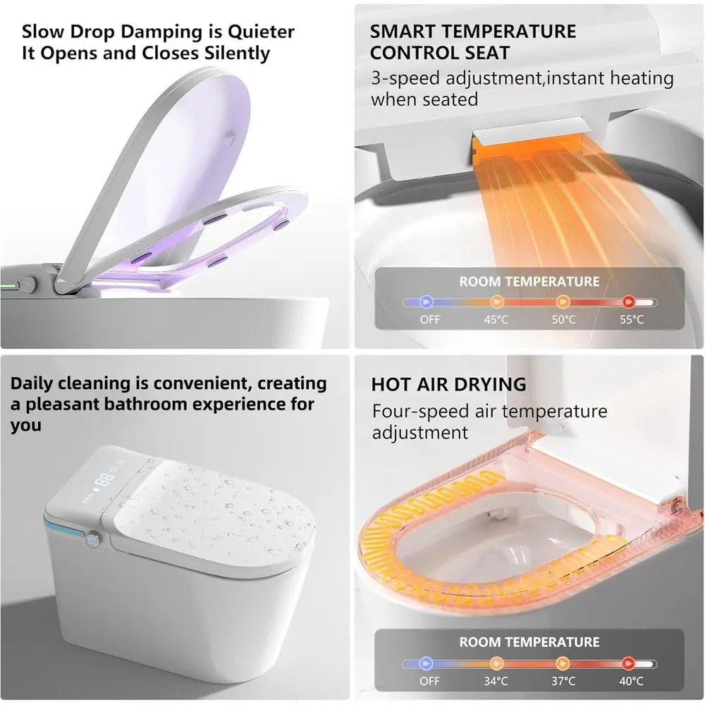 Luxury Smart Toilet Built In, Bidet with Heated Seat,Warm Water Sprayer & Dryer,
