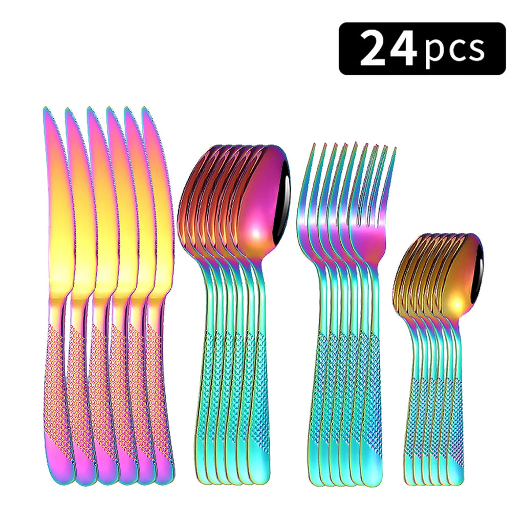 24pc Stainless steel tableware