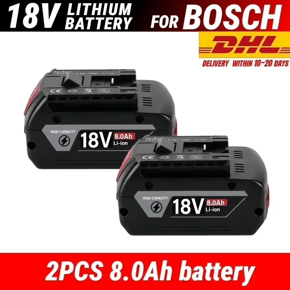 Rechargeable Lithium-Ion Battery for Bosch 18V Tools, 8/10/12.0 Ah Power Tool Batteries