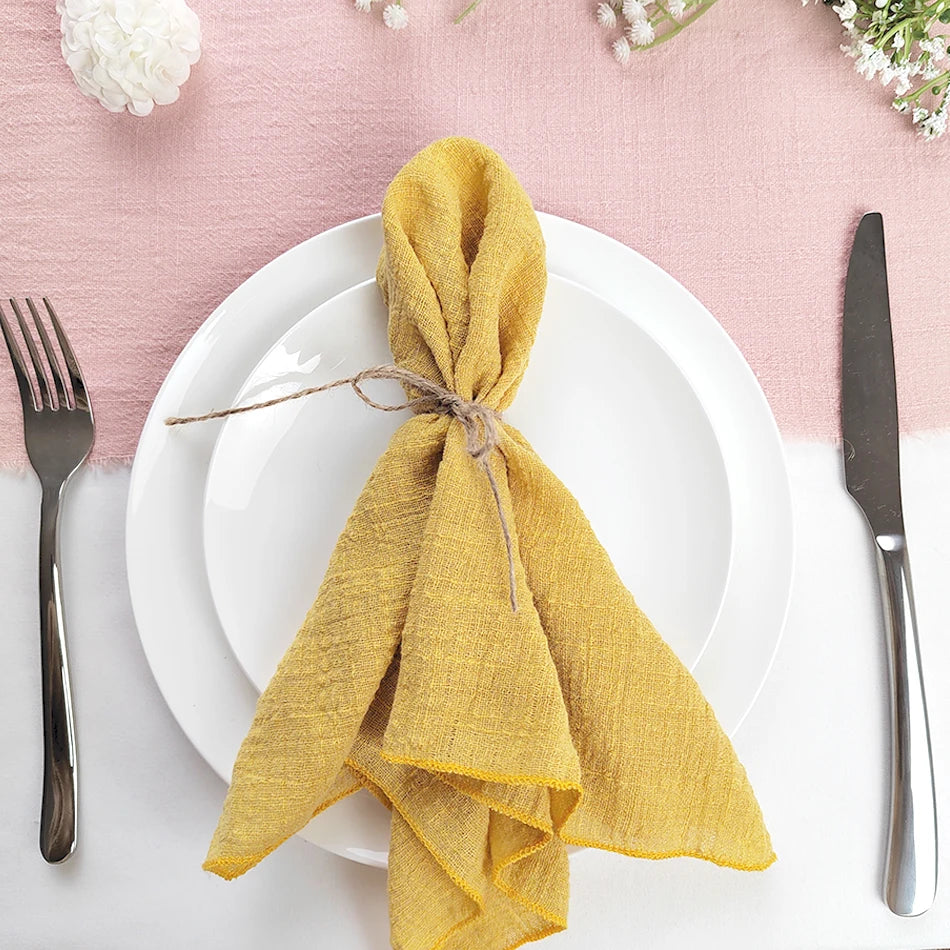 Set of 6  Terracotta Cloth Napkins, Cotton Factory Wholesale Fabric Serviette Gauze Table Towels