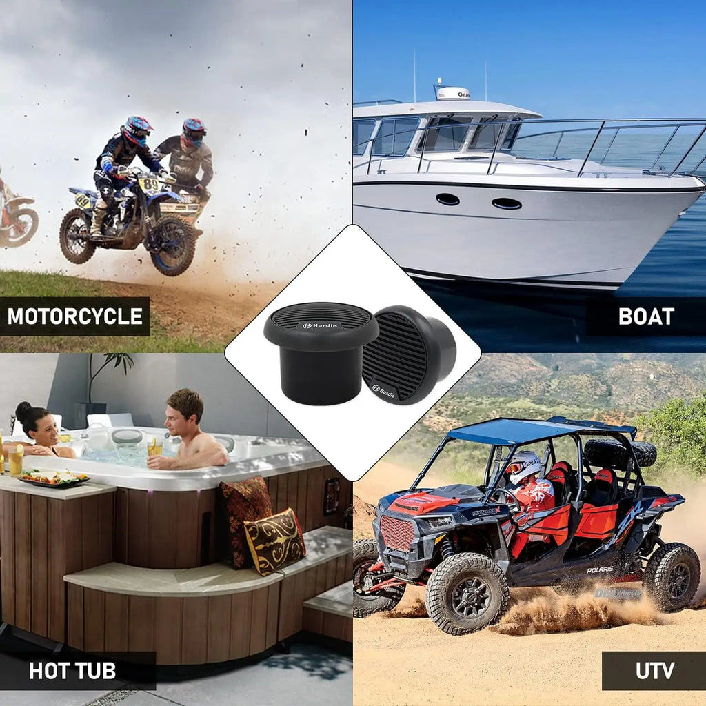 Herdio 3'' 160W 2PCS Marine Boat Waterproof Speakers Motorcycle Bluetooth Speaker Audio Stereo System For ATV UTV Outdoor Boat