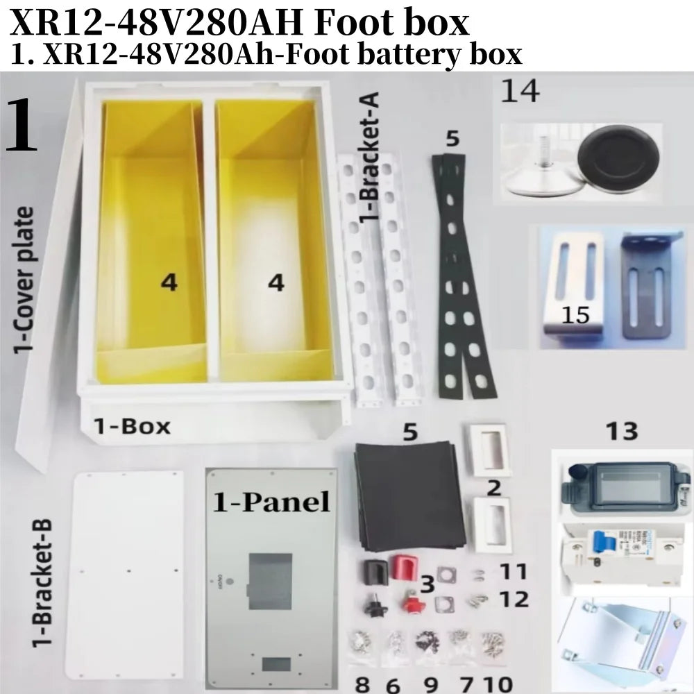 XR12 Lifepo4 Lithium Battery BOX DIY Kit For EVE CATL 280AH 302AH JK Inverter BMS V19 4.3 LCD Solar Home Energy Storage System