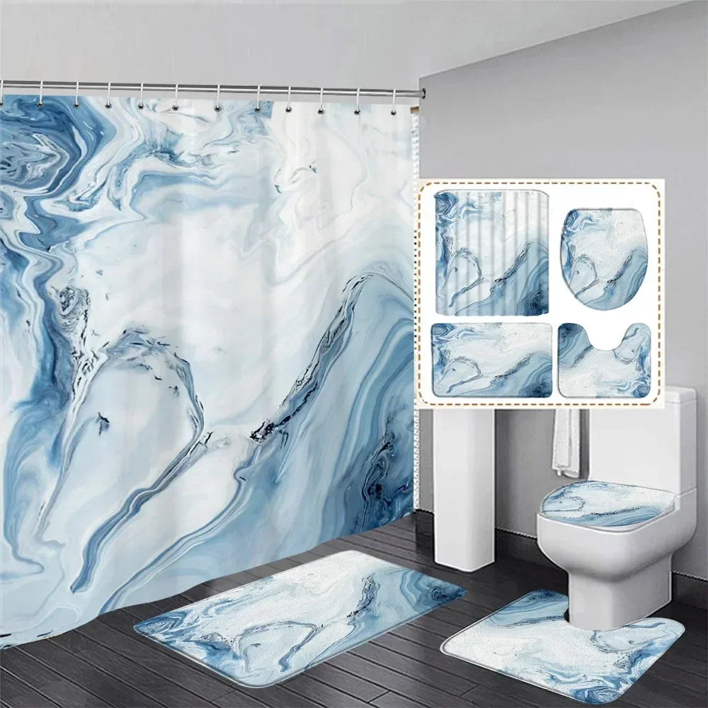 Abstract Art Bathroom Decor Door Rug Bath Mat Toilet Lid Cover