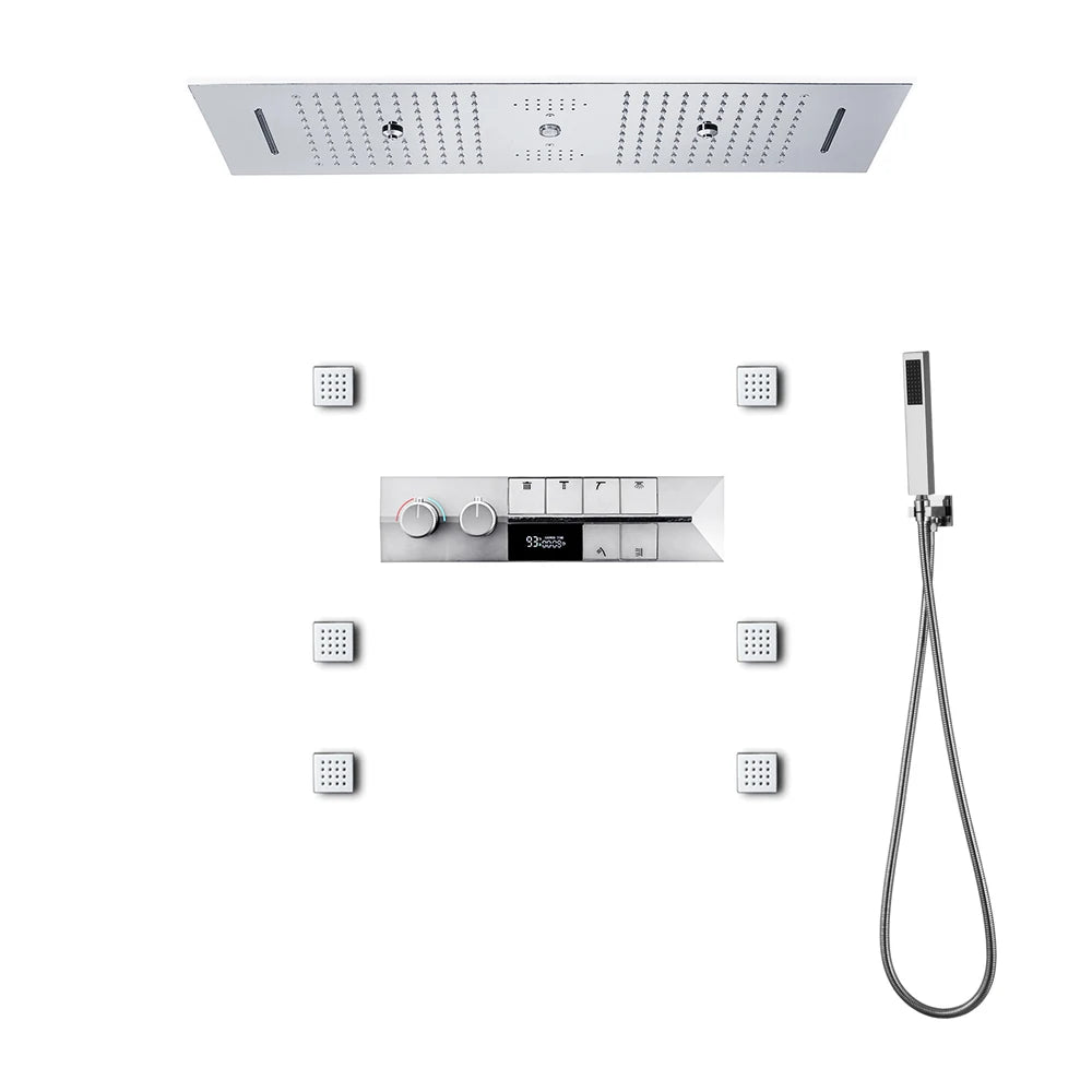M Boenn Bathroom Spa 6 Functions Shower System, Rainfall Smart Thermostatic Showers Faucet Set