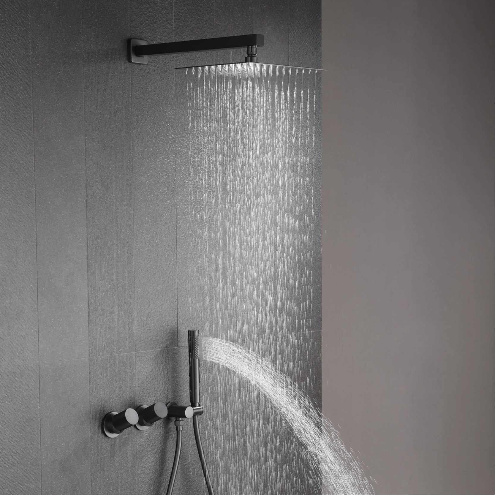 Luxury brass wall mounted shower system, embedded design with dual control hot and cold-water bathroom faucet, 48 variants