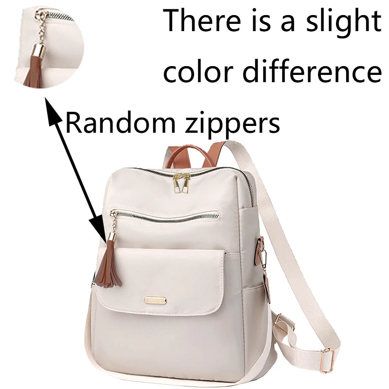 Chic Stylish Multi-Color Backpack with Tassel Detail, Adjustable Strap, Lightweight for Daily Use, Casual Functional Fashionable Bag
