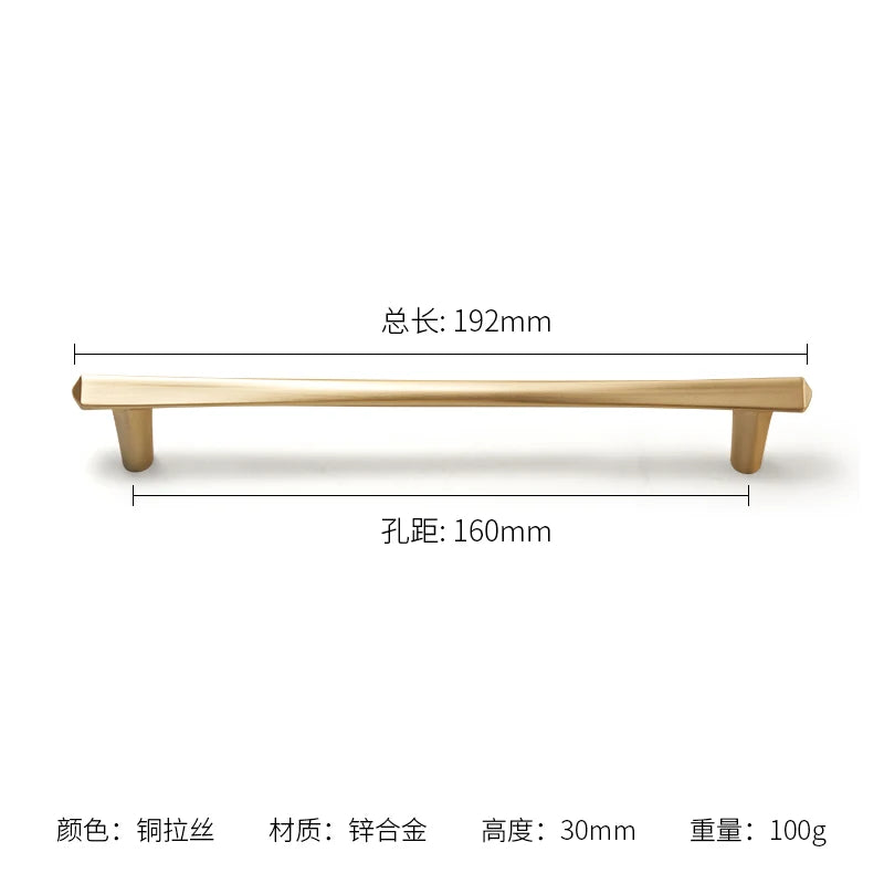 Gold Modern Zinc Alloy Cabinet Drawer Handles