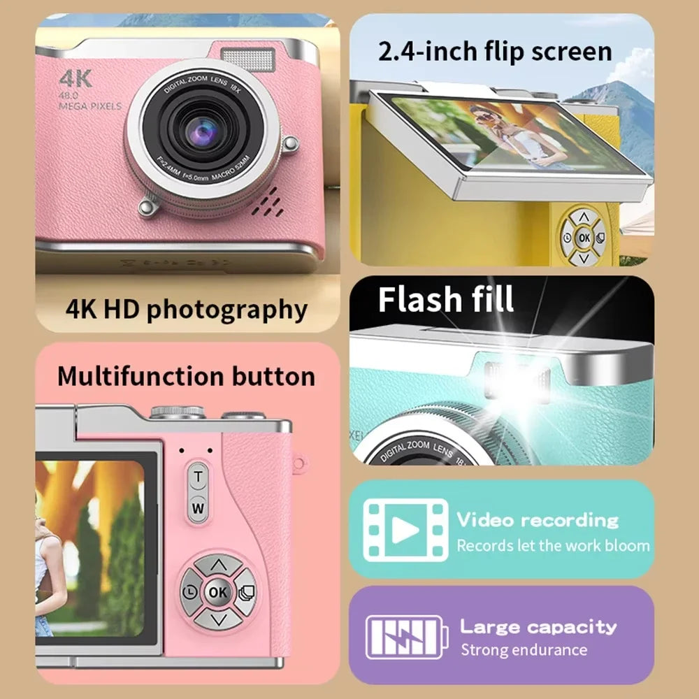 Lenovo 8X Digital Zoom Student Digital Camera, 48MP Portable Digital Photography Camera, 180° Flip Screen Selfie Camera