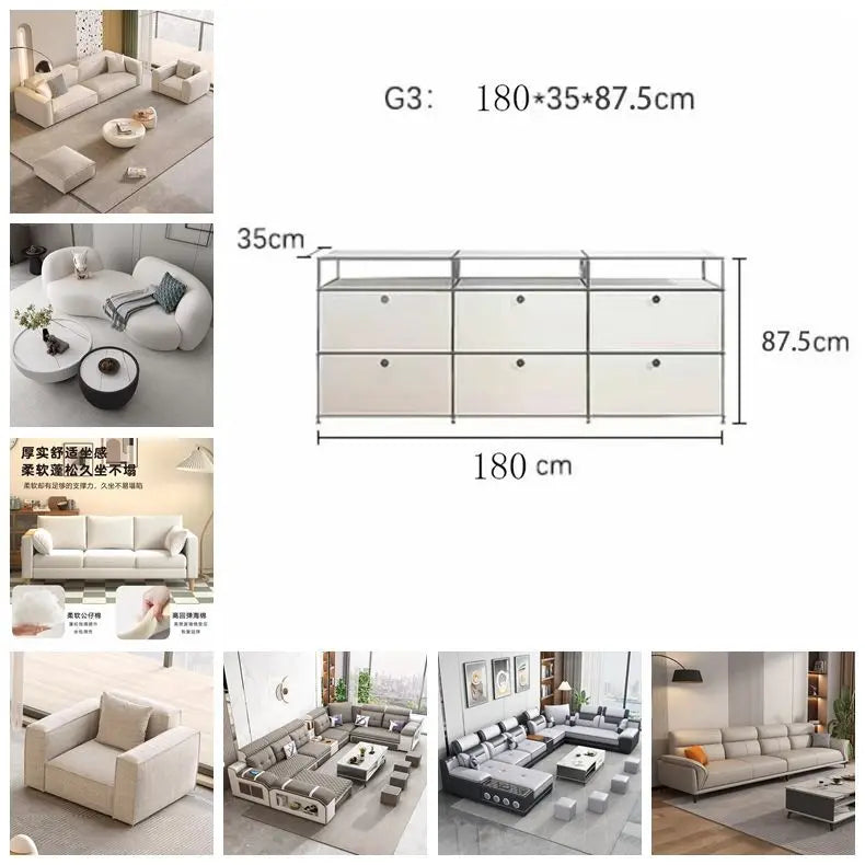 Modern Living Room Cabinet Modular Sideboard Storage Cabinets Combination TV Stand for Customizable Steel Frame Wood  Furniture