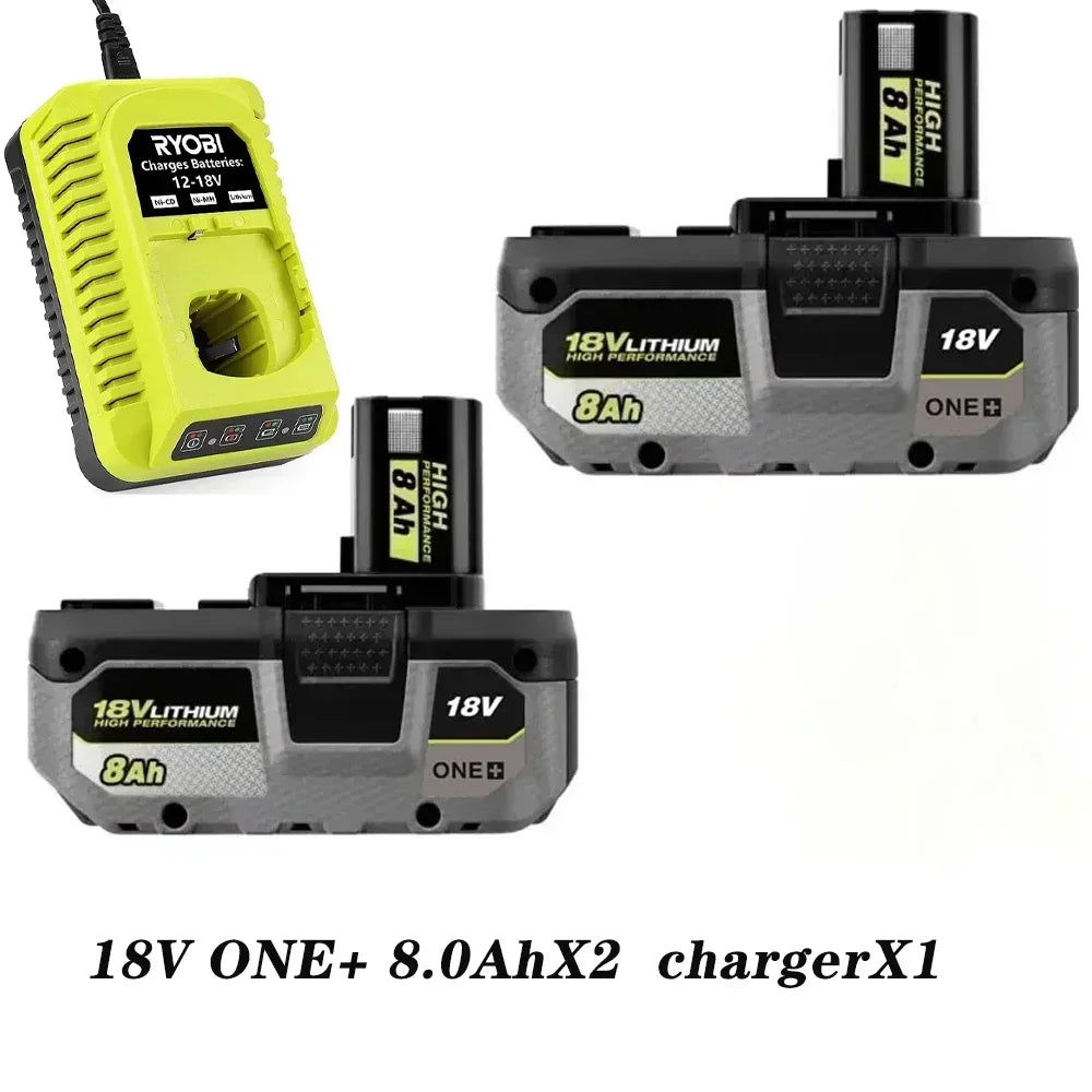 RYOBI 18V ONE+ 6.0Ah 8.0Ah Premium Lithium Rechargeable Battery, 2026 New Upgrade Shockproof Long Endurance Cordless Tool Battery