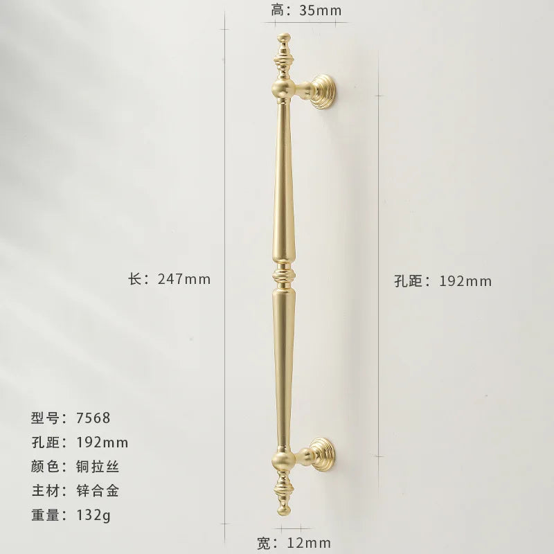 French-style Golden Wardrobe Door Handle Copper-finish, Single-hole Drawer Knob,