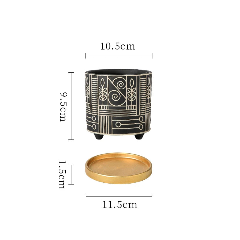 Simple Cylindrical Ceramic Flower Pot,, Succulent Plant Potted Garden Decoration
