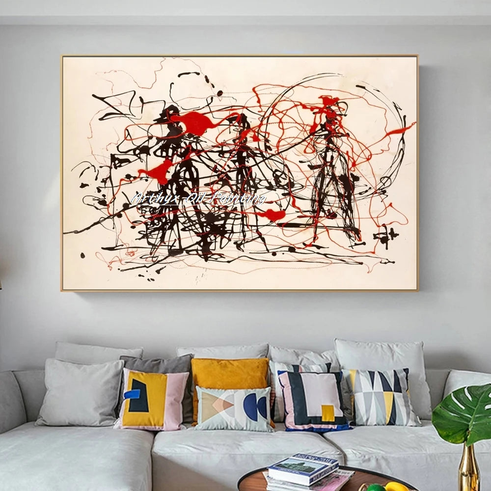 Arthyx,Hand Painted Copy Jackson Pollock Style Oil Painting on Canvas