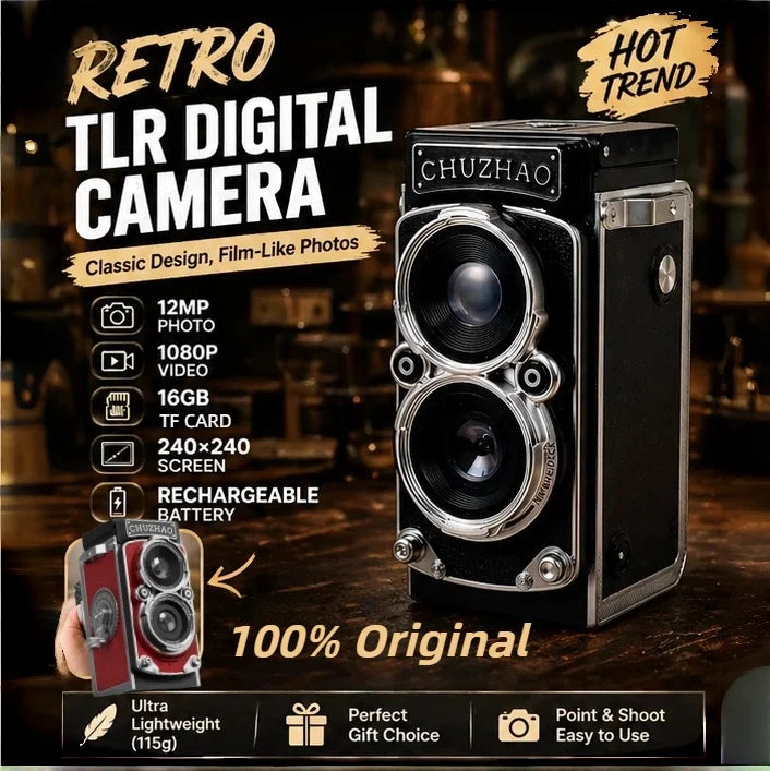CHUZHAO Vintage Mini Digital Camera Retro Autofocus 12MP, 1080P FHD Video