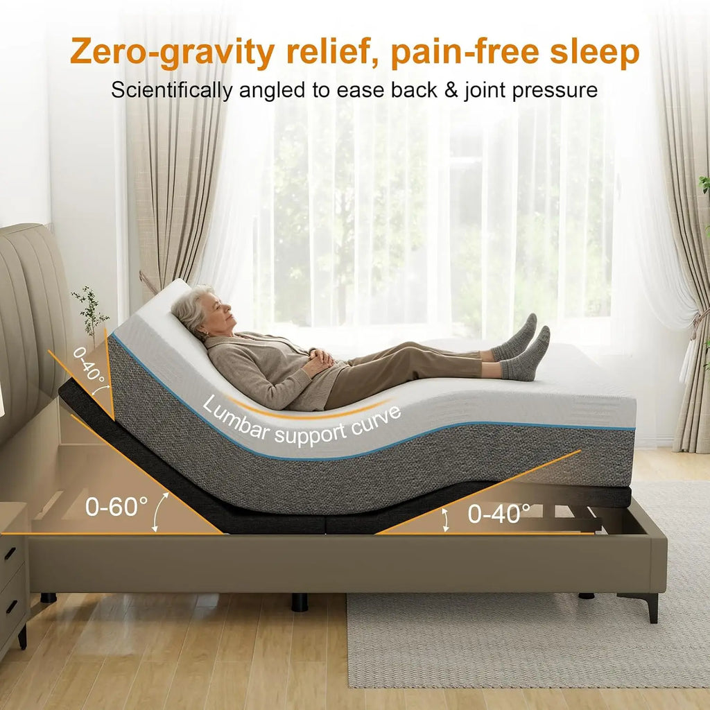 Twin XL Adjustable Bed Frame With Mattress