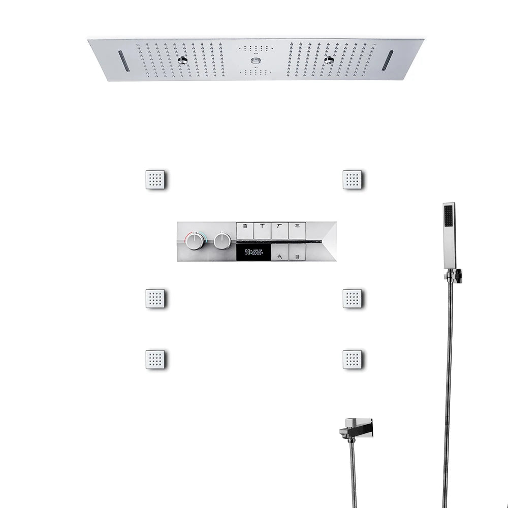 M Boenn Bathroom Spa 6 Functions Shower System, Rainfall Smart Thermostatic Showers Faucet Set