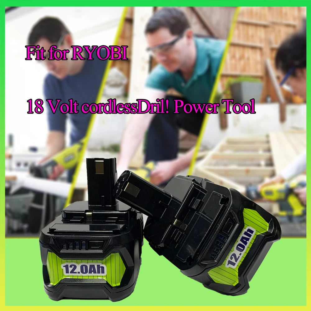 2026 New For RYOBI 18V 12.0AH Lithium Battery P103/P108 Cordless Drill Hammer Impact Wrencible Battery