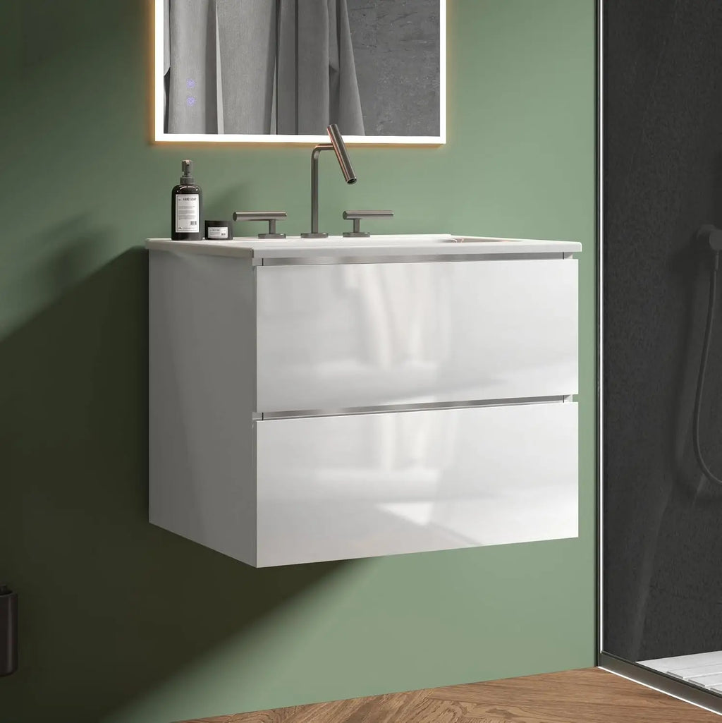 24" Bathroom Floating Vanity with Sink, with Double Soft Closing Drawers, Large Storage