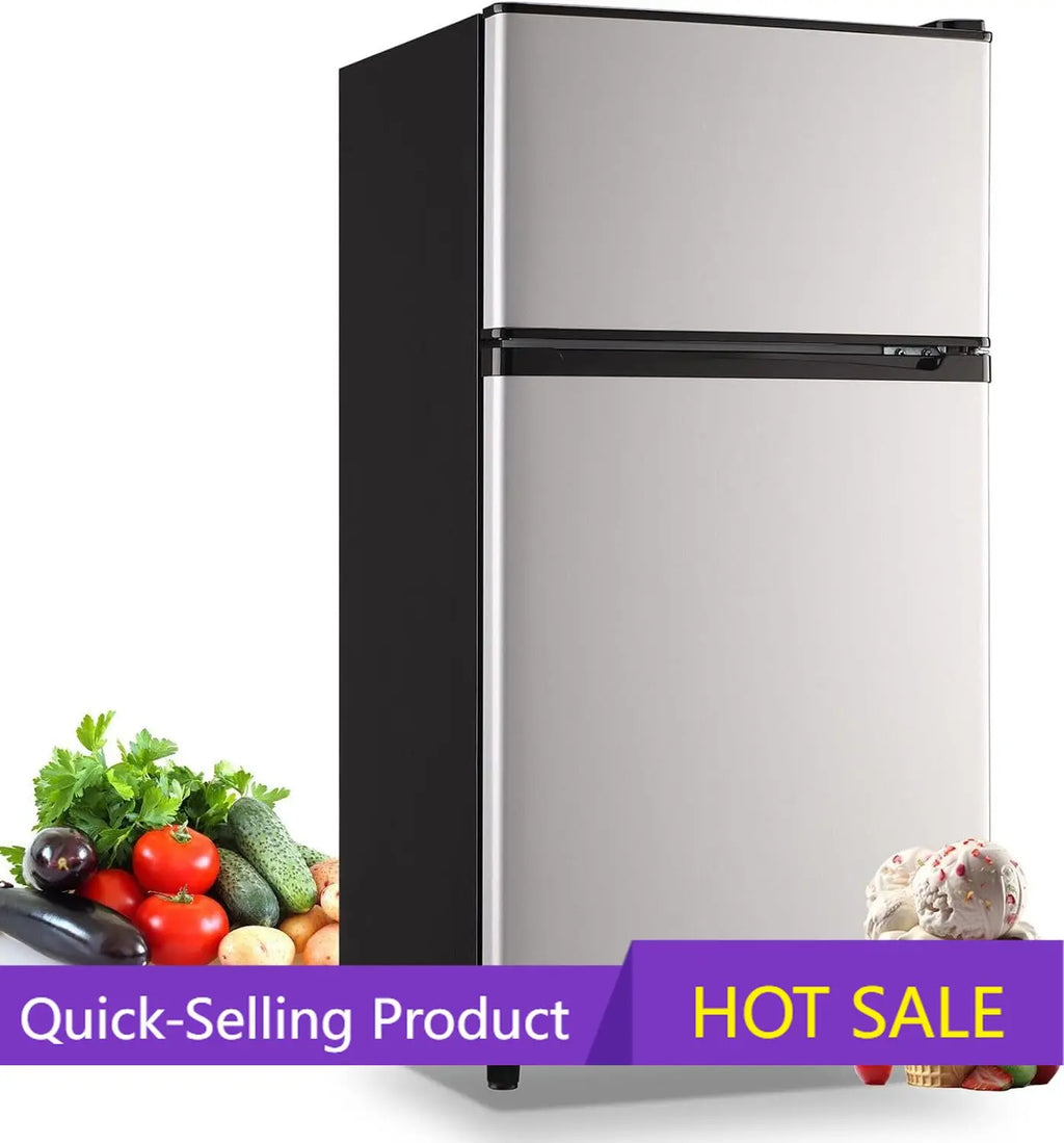 3.2 Cu.Ft Mini Fridge with Freezer Dual Door