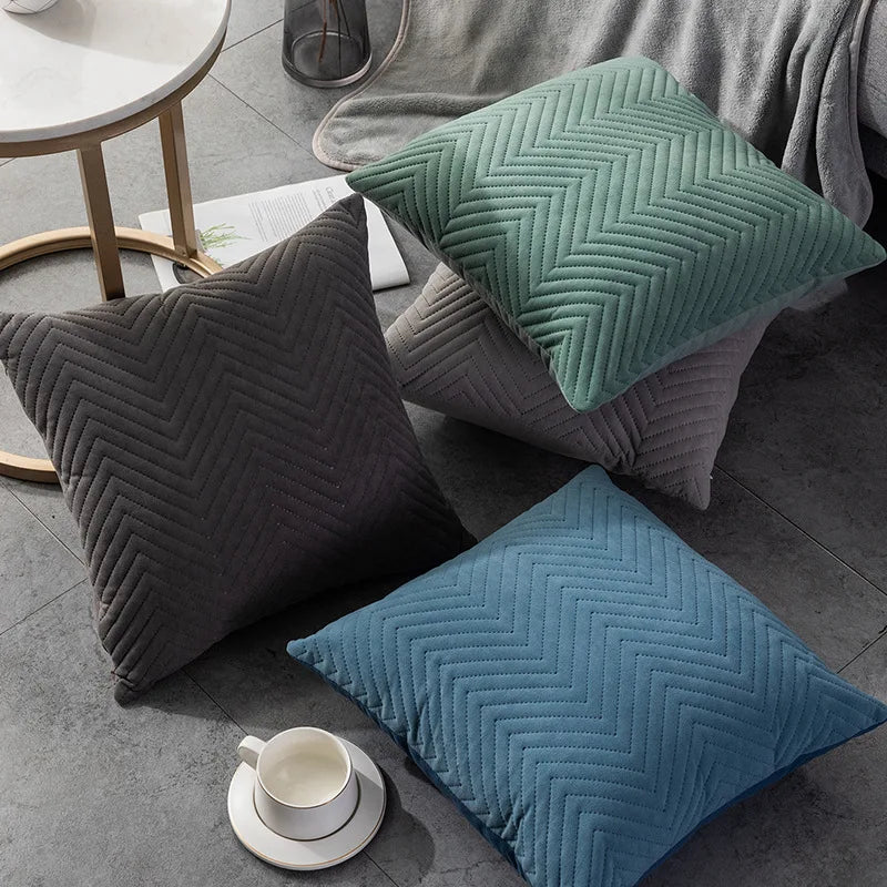 Quilted Velvet Pillowcase Throw Pillow Covers 45x45cm
