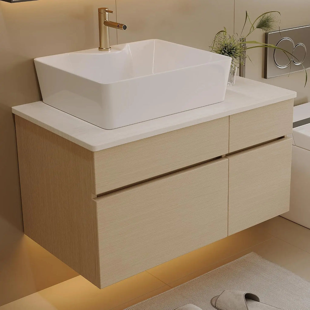 36 inch Bathroom Vanity with Sink and Countertop, Modern Freestanding Bathroom Vanity Cabinet with Oval Ceramic Vessel, Custom