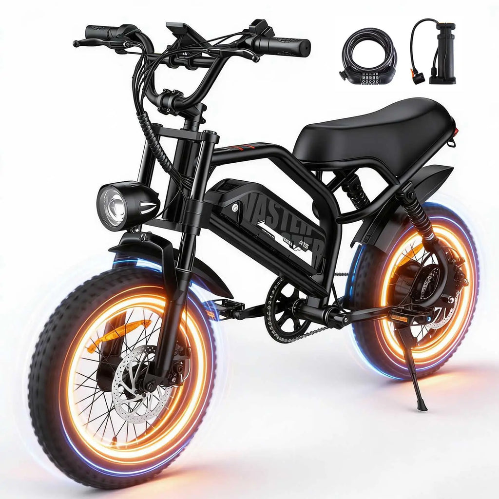 Electric Bike, A13 16'' 1000W Peak Fat Tire E-Bike with 36V/12.8Ah Removable Battery,