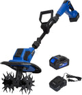 20V Cordless Tiller Cultivator, 8-inch Wide Battery Powered Garden Cultivator, 300RPM Electric Tiller for Lawn, Gardening