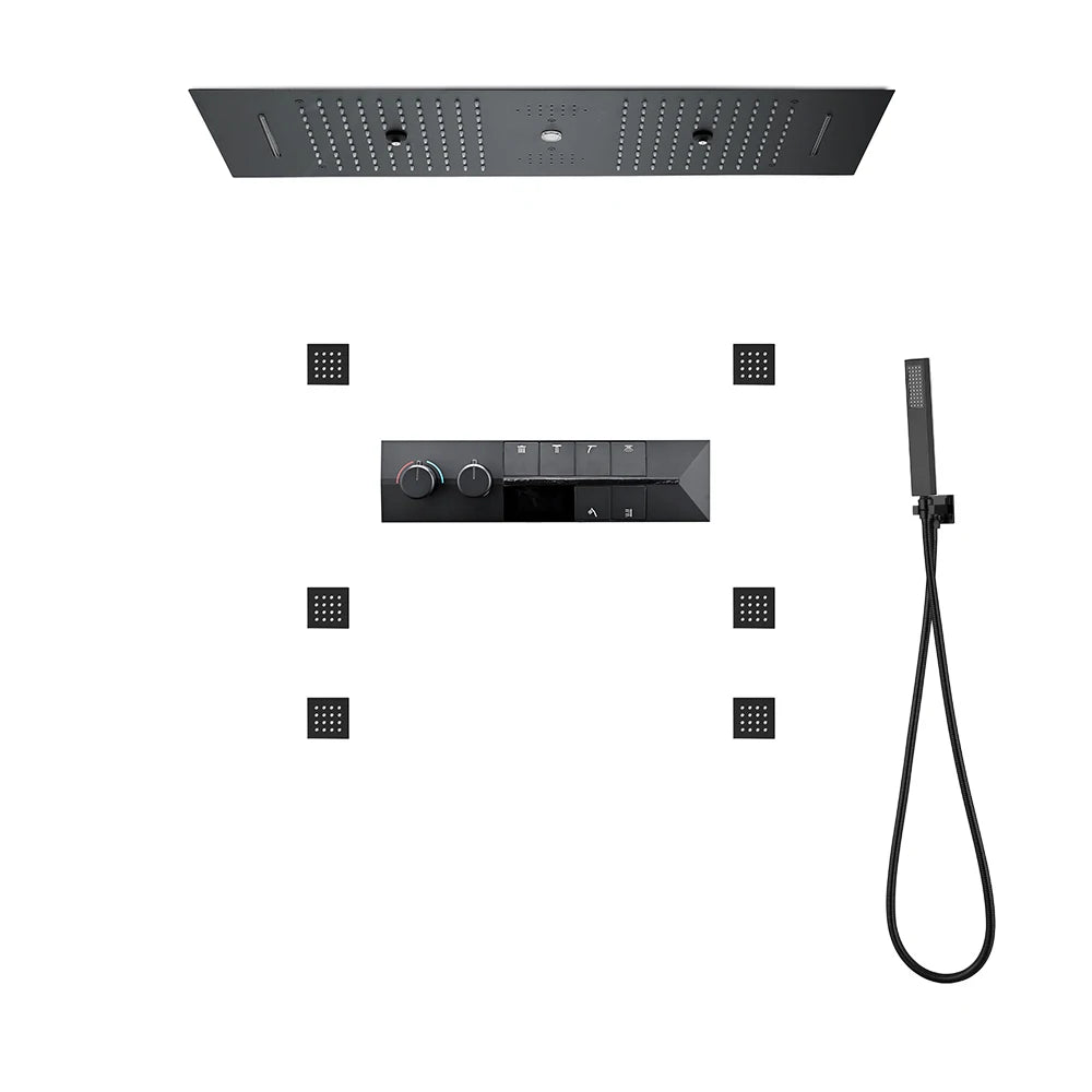 M Boenn Bathroom Spa 6 Functions Shower System, Rainfall Smart Thermostatic Showers Faucet Set