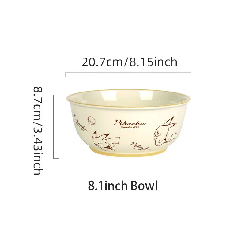 SHUNXIANG Pokémon Ceramic Tableware Set Pikachu Cartoon Pattern Ceramic Bowl Plate Dish Dining Plate Microwave Safe Dinnerware