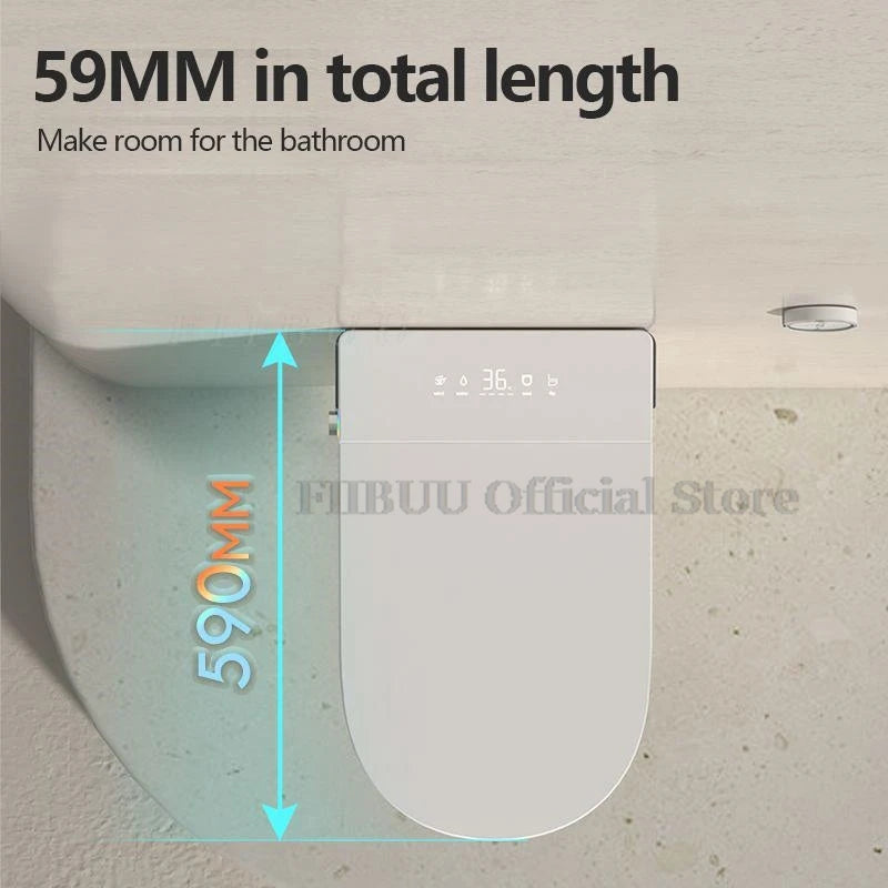 Wall Mounted Intelligent Toilet Bidet Smart Toilet for Bathroom Tankless Auto Open/Close Heated Seat Electric Elongated WallHung