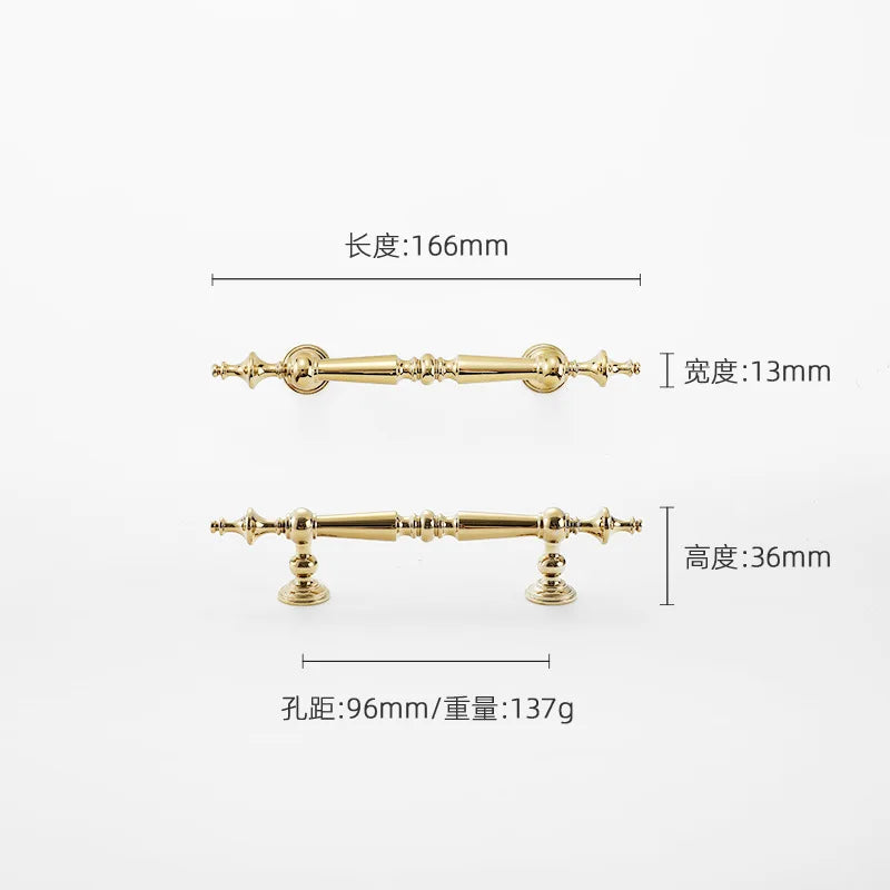 Bright Gold Luxury Solid Brass Handles for Cabinets and Drawers