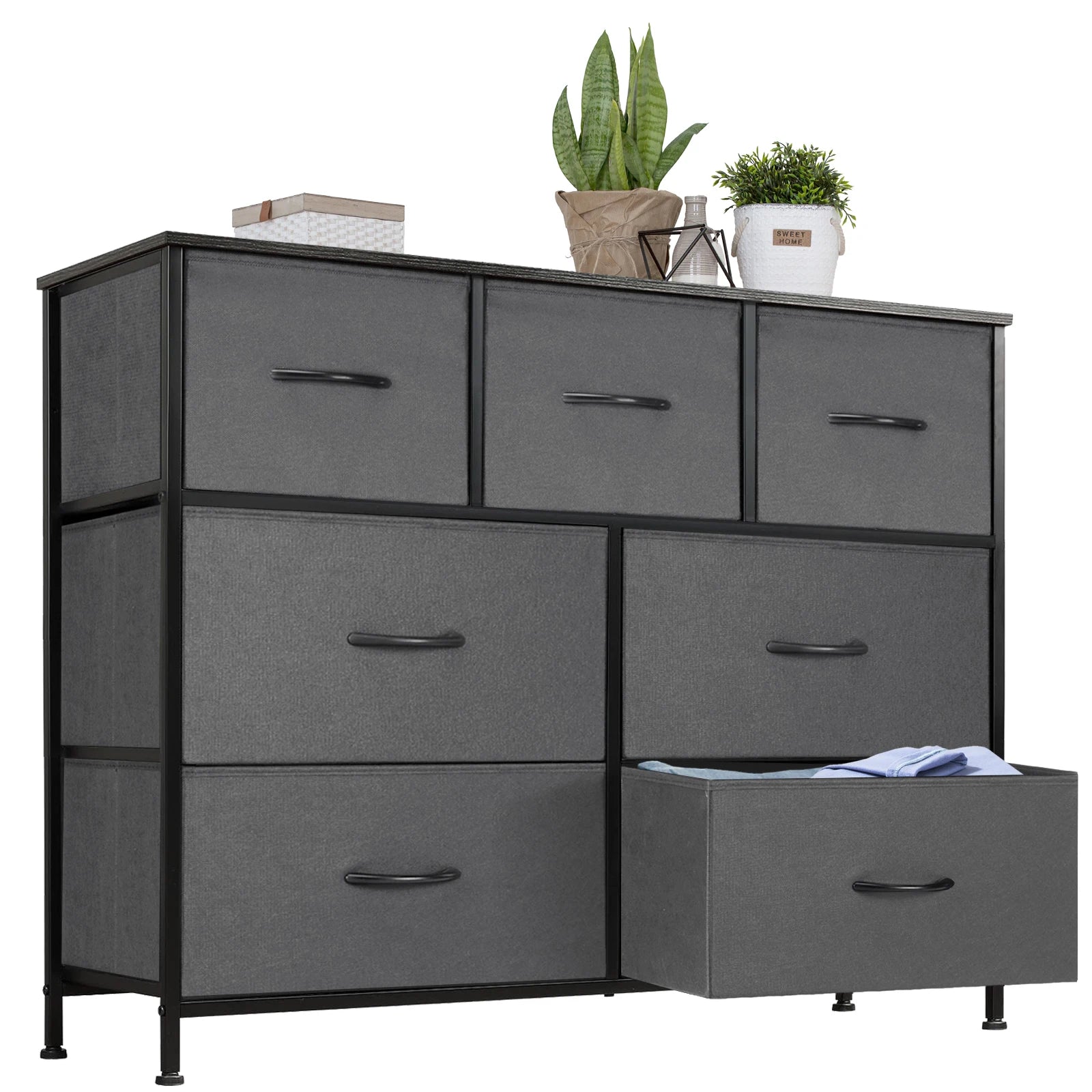 JHK Desser For Bedroom With 7 Fabric Drawers Organizer Storage Closet Chest Clothes, Also For Living Room Display Cabinet