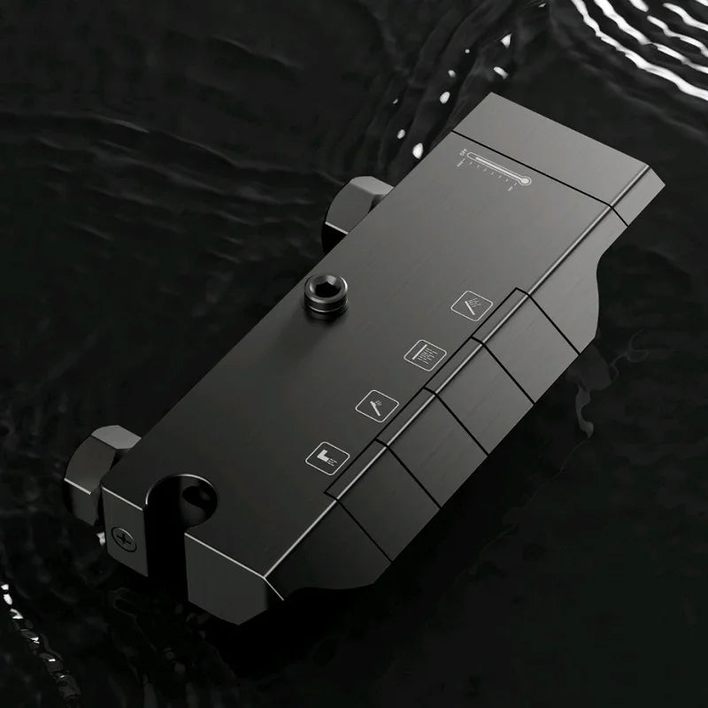 Bathroom Aluminum Gunmetal Gray Shower Set, Hot and Cold Water Multifunctional Piano Keys