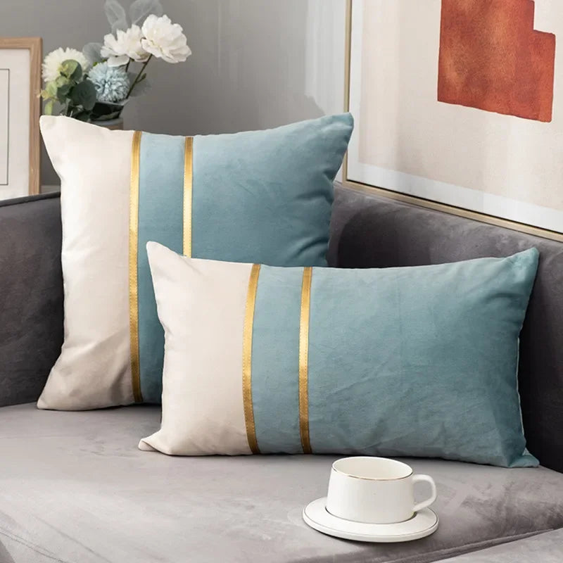 Nordic Cushion Cover, Color Stitching Dutch Velvet  Pillowcase