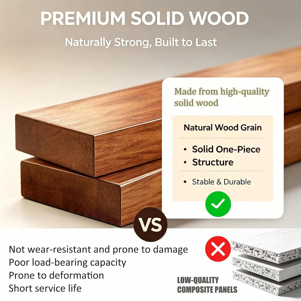 Solid Wood Nightstand, 3 Drawers, Rounded Edge