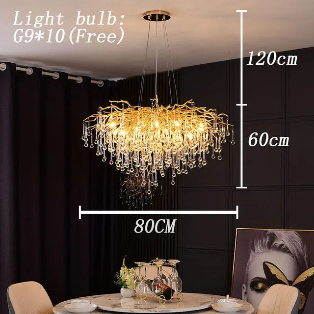 Nordic Luxury Gold LED Crystal Chandelier