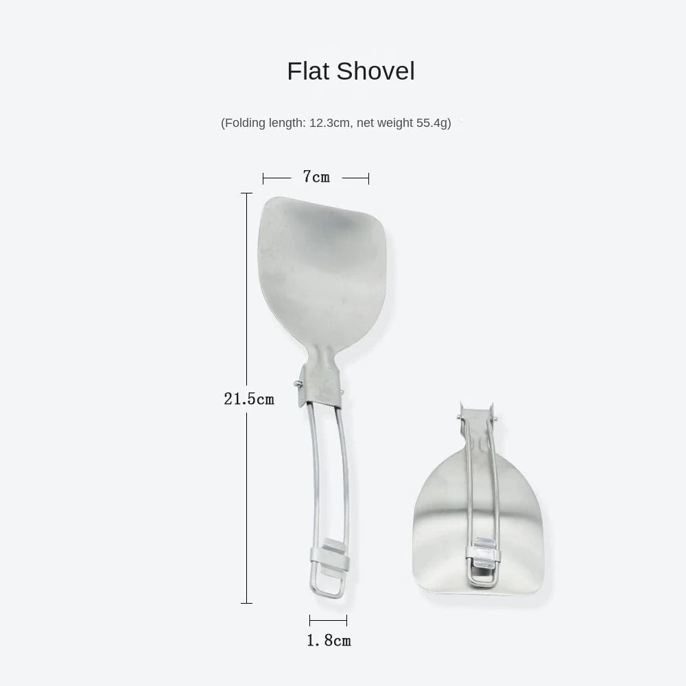 Folding Spatula Spoon Shovel Food Turner, Stainless Steel Outdoor Camping BBQ Cooking Tableware