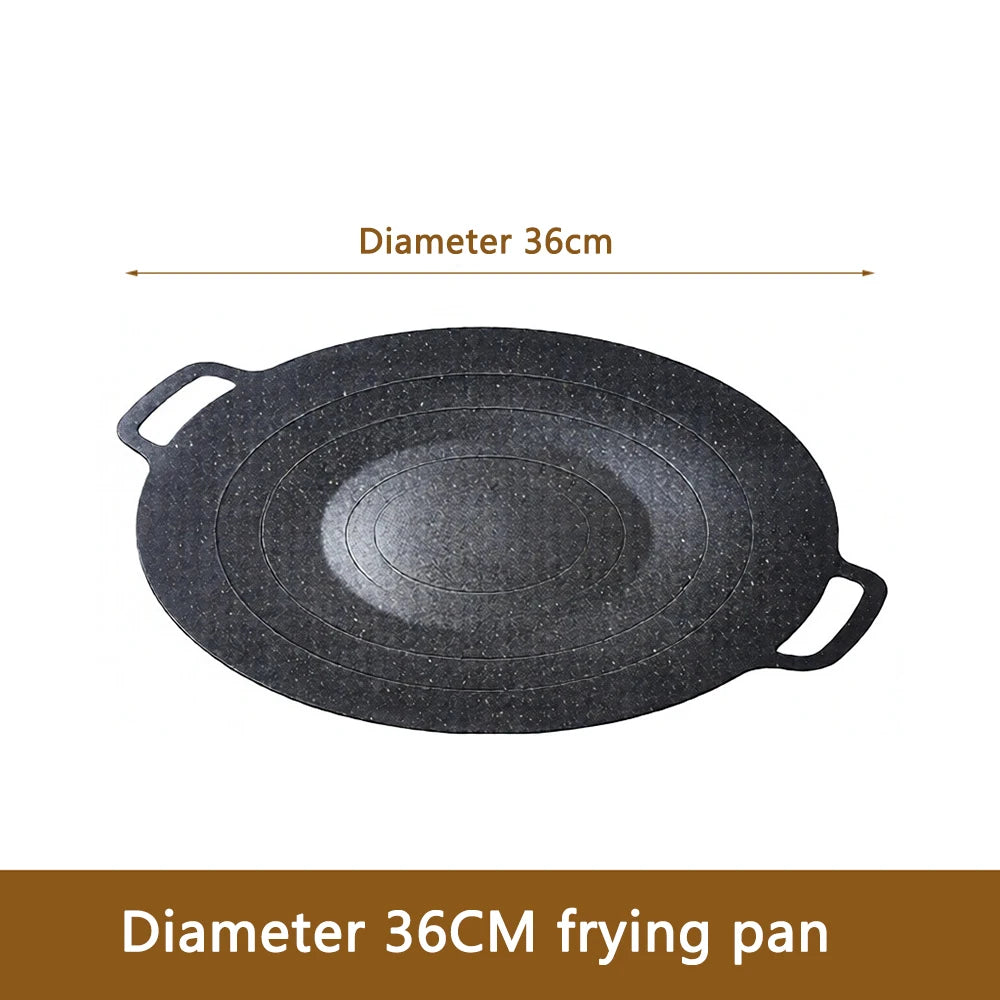 Non-Stick BBQ Grill Pan, Barbecue Cooking Plate, Korean-Style Grill Pan