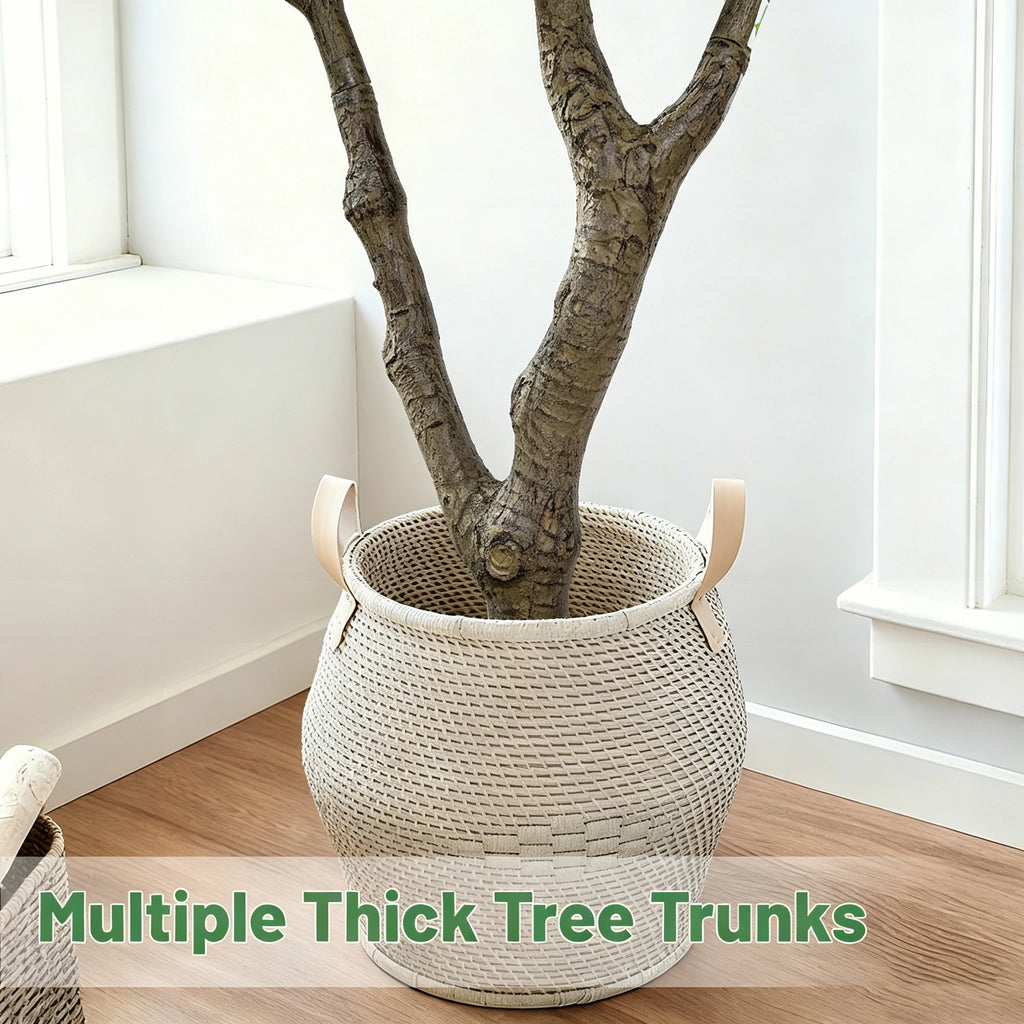 1.5/1.8/2.1m Artificial Olive Tree with Black Pot, Outdoor Indoor Artificial Plant with Natural Wood Trunk and Lifelike Fruits