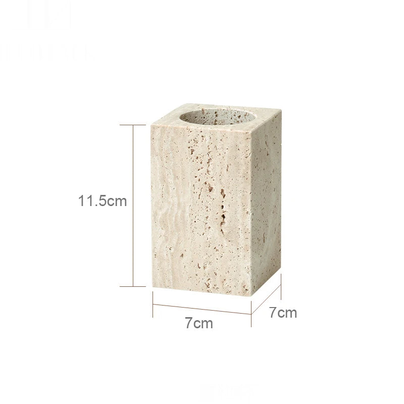 Travertine Bathroom Accessories Set Luxury Soap Dish Soap Dispenser Reed Diffuser Tissue Box Tray Bathroom Set